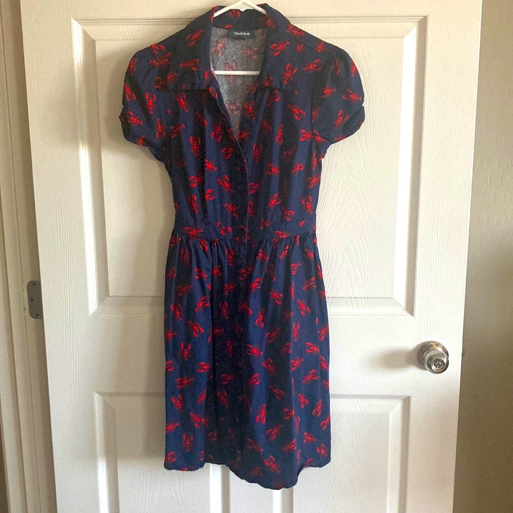 Modcloth Navy and Red Lobster Print Dress - Picture 2 of 5